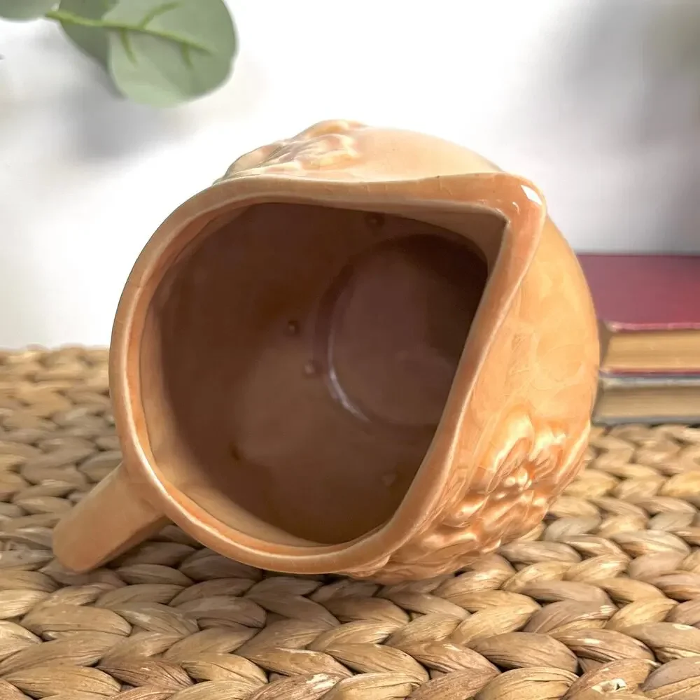 VTG Shawnee Pottery 23F Mini Pitcher Creamer Pastel Nude Peach Embossed Floral
